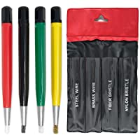 Pixiss - Juego de 3 pinceles de fibra de vidrio- acero y cerdas de latón de 12-7 cm para lijar- para eliminar la…